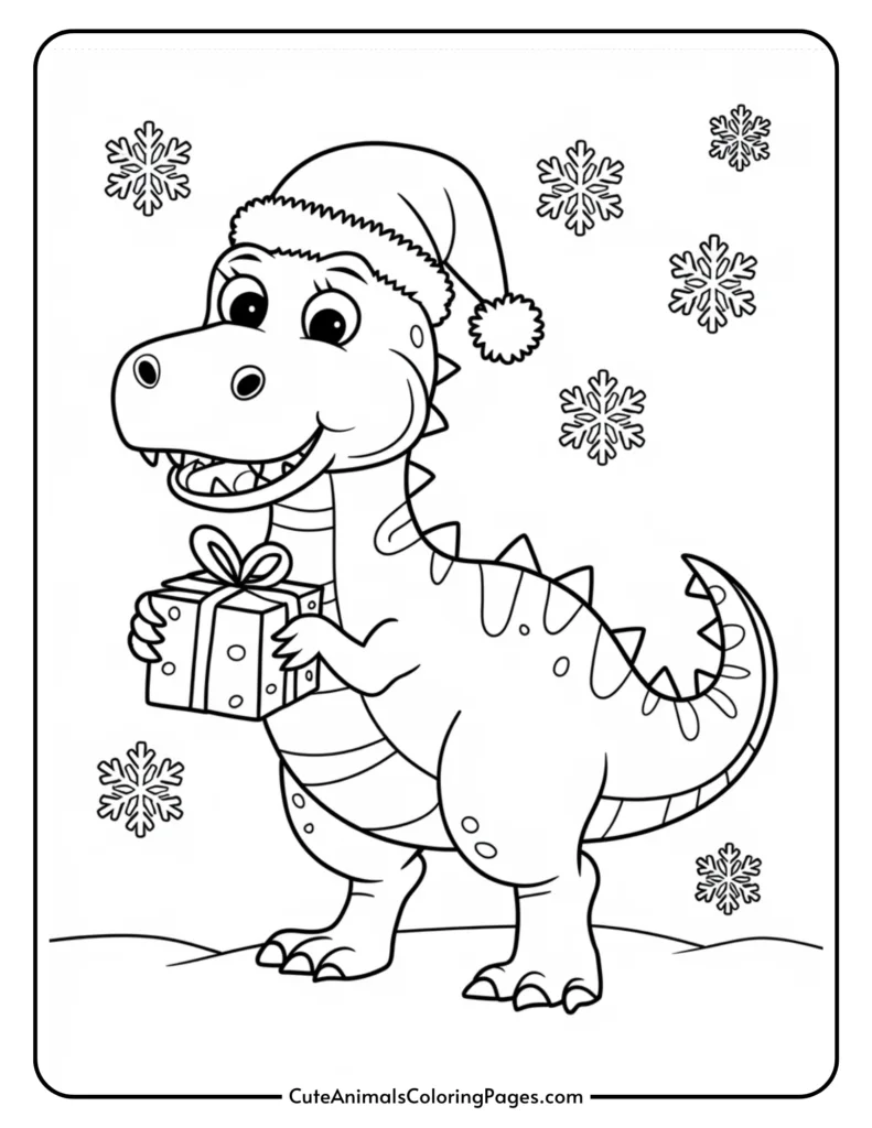 dinosaur christmas coloring pages (8 free printables) - cute